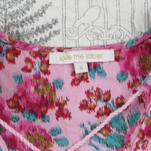 EUC Love the Label Reina Ruffle Sleeve Pink Floral Blouse Khaleesi Raspberry S - Picture 6 of 8